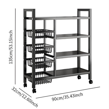 Multi-Tier Kitchen Storage Shelf Rack with Basket